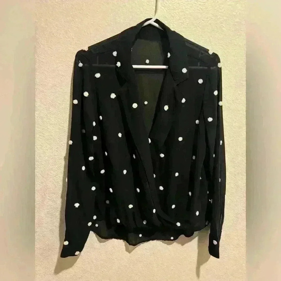 INC International Concepts Women's Polka Dot Sheer Black And White Blouse Size S - Picture 6 of 7